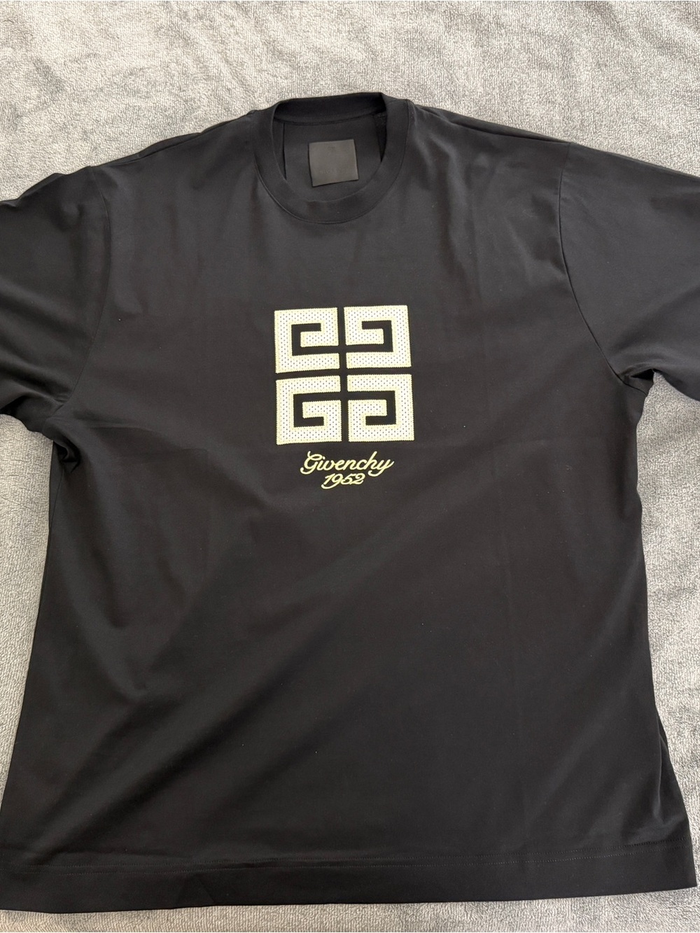 Givenchy Black Short-Sleeve Tee with Pale Yellow Logo
